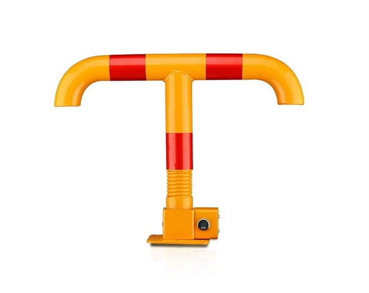Manual Operated Spring Yellow Folding Down Parking Security Bollard